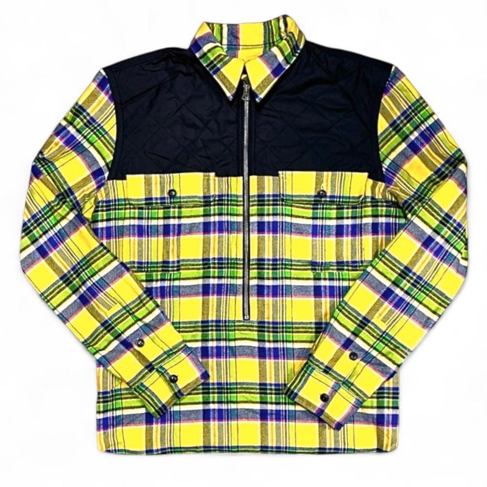 Polo Ralph Lauren Yellow Plaid Flannel Half Zip Quilted Shirt Jacket Size XL - Picture 4 of 8
